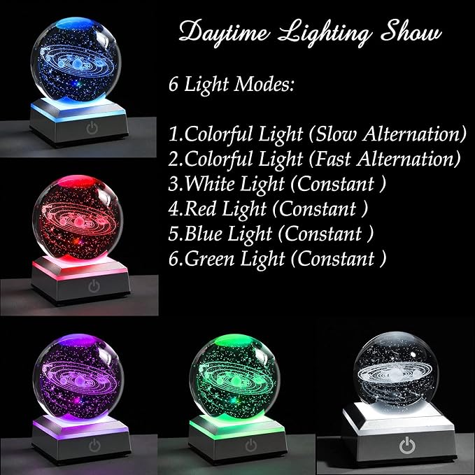 Qianwei 3D Solar System Model Crystal Ball Astronomy Gifts Men Space Decor | - Image 4
