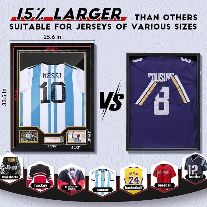 JupDec Jersey Frame Display Case, Large Clear Acrylic Shadow Box - Image 4