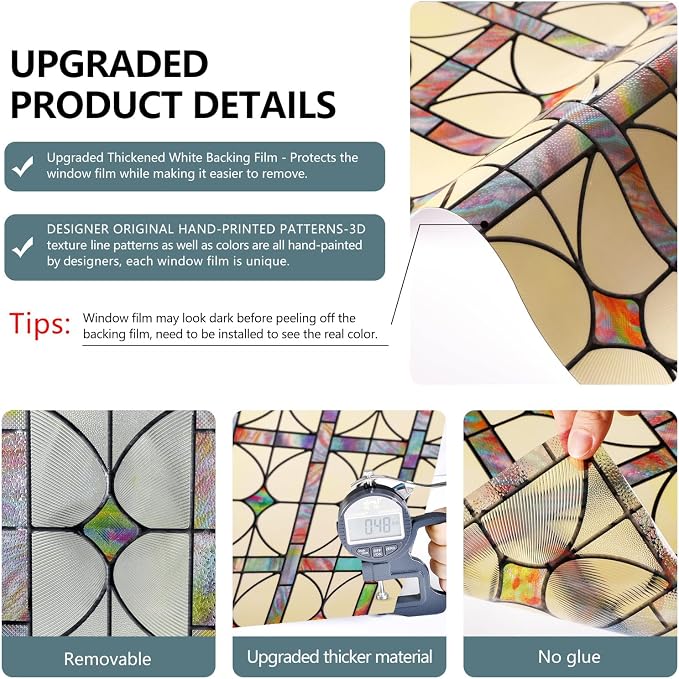 3D Stained Glass Window Film, Decorative Window Privacy Film - Image 4