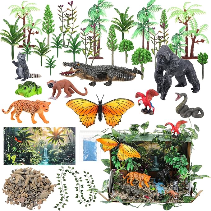 Teyva Daily 48 Pcs Rainforest Diorama Kit Habitat Project Box Set Rain Forest by Unknown