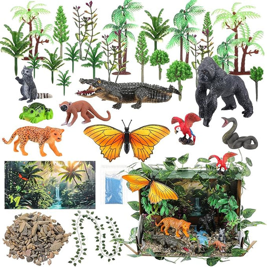 Teyva Daily 48 Pcs Rainforest Diorama Kit Habitat Project Box Set Rain Forest by Unknown