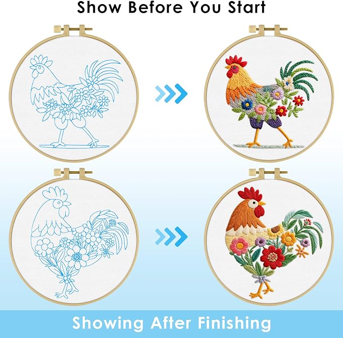 ERKOON Embroidery Kit for Beginners Adult, 2 Set Cross Stitch Set Include - Image 4