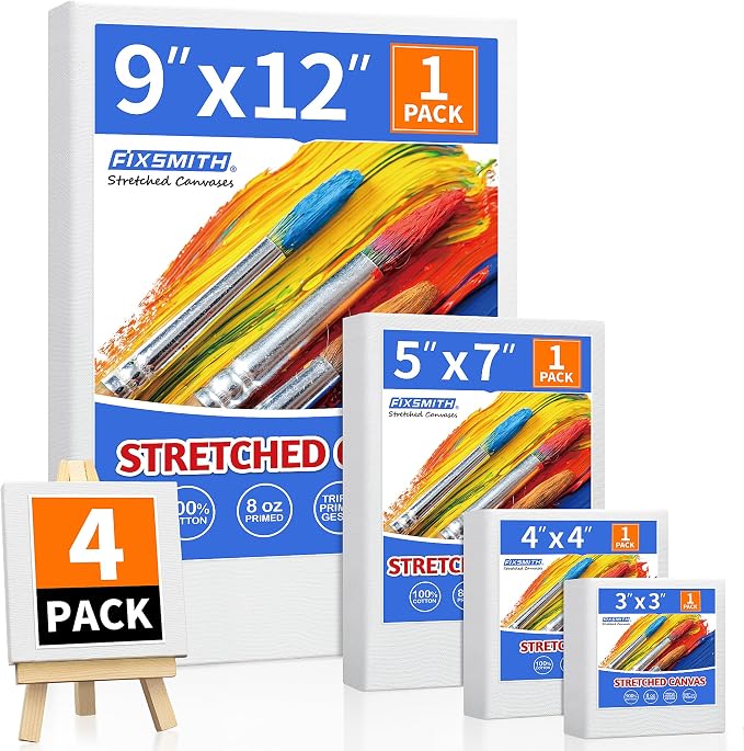 FIXSMITH Stretched Canvas for Painting, Pre-Primed Canvases Wood Framed Canvas by FIXSMITH