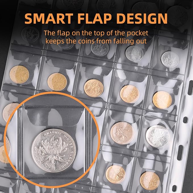 Coin Collection Book Holder for Collectors 2000℉ Fireproof | 300 Pockets Coins - Image 5