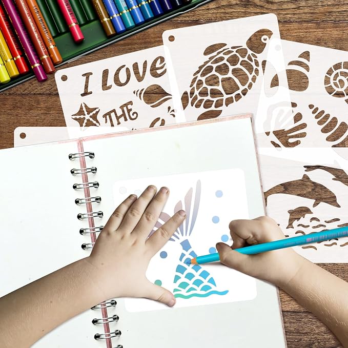 50 PCS Ocean Animal Painting Stencils Reusable Sea Stencils - Image 4