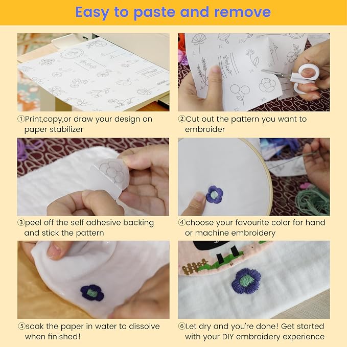 New brothread 24PCS 8.5"x11" Sticky Water Soluble Embroidery Stabilizer - Image 4
