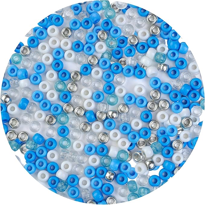 1000PCS 6x9mm Blue and White Pony Beads, Kandi Beads by NikkiGuojewelry
