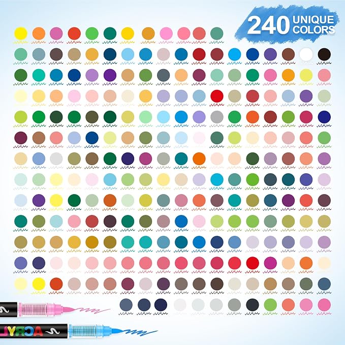 Guangna 240 Acrylic Paint Markers, Brush Tip Acrylic Paint Pens, Quick-Drying - Image 5