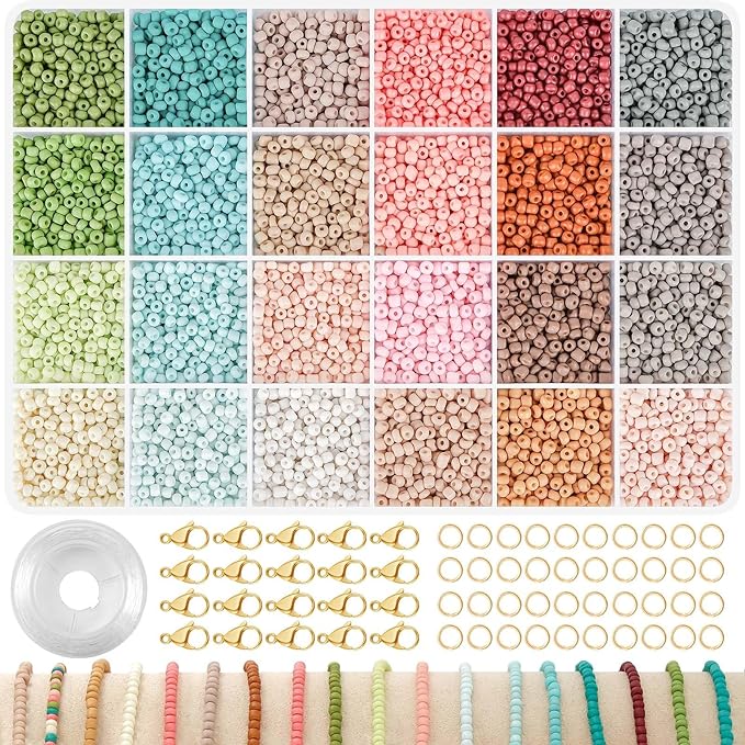 TEXGIZRLY 3mm Seed Beads for Jewelry Making Bracelet Making Kit Adults | 24 by TEXGIZRLY
