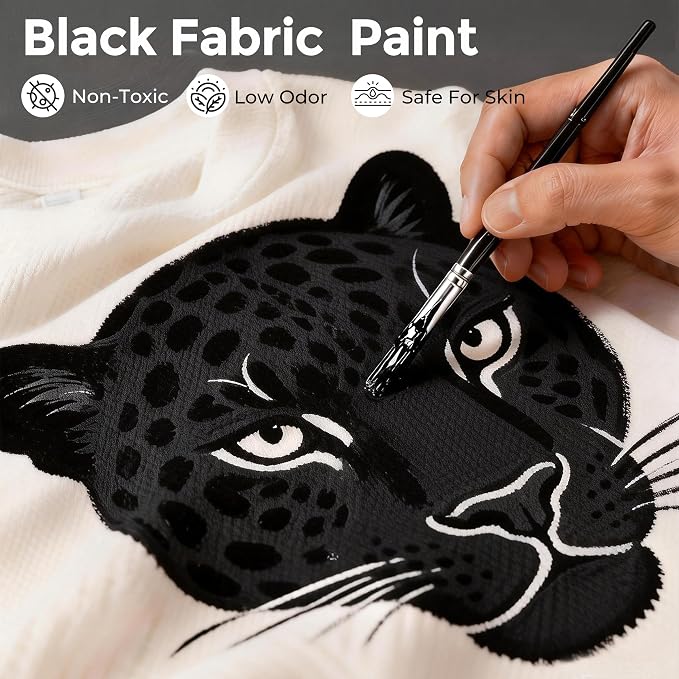 Nicpro Black Fabric Paint with Pump, 33.8 fl oz Large Fabric Paint - Image 3