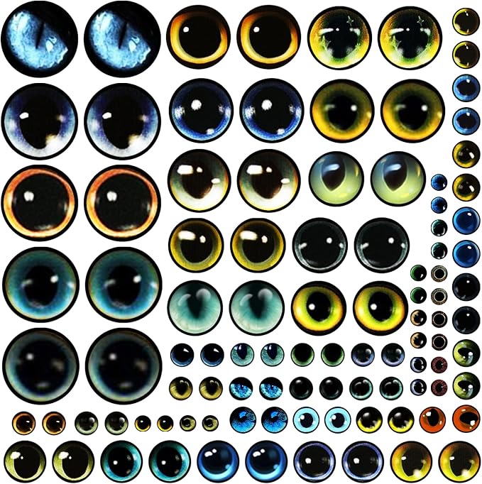 100PCS 30/25/20/16/12/8/6mm Assorted Mixed Size Eyes Glass Cabochon by mjjmbc