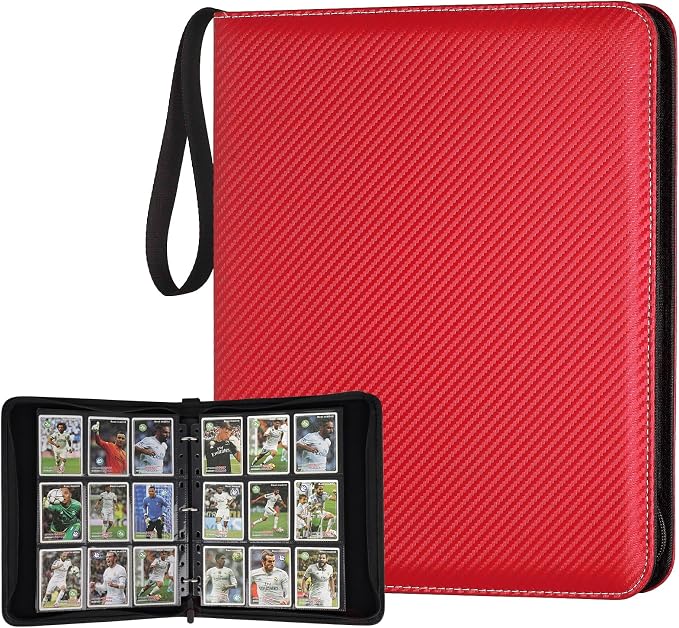 GERMUN 3 Ring 9 Pocket Zipper Card Binder, 720 Double Sided Standard PU Trading by GERMUN