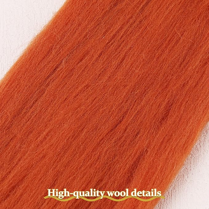 QMNNMA 14.1oz Wool Roving Bulk, Needle Felting Wool-Red Brown | Super Wool - Image 2