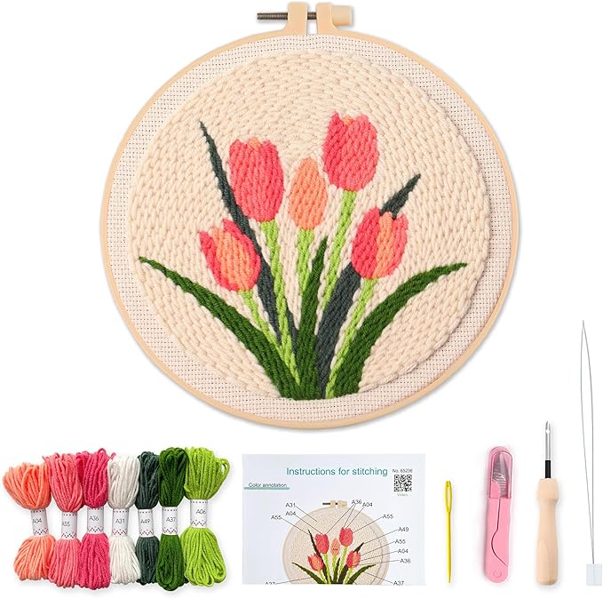 Myfelicity Punch Needle kit, Tulip Embroidery Kit by Myfelicityembroiderykit
