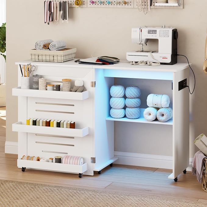 Lvifur Lighted Folding Sewing Table - by LVifurSmartFurniture