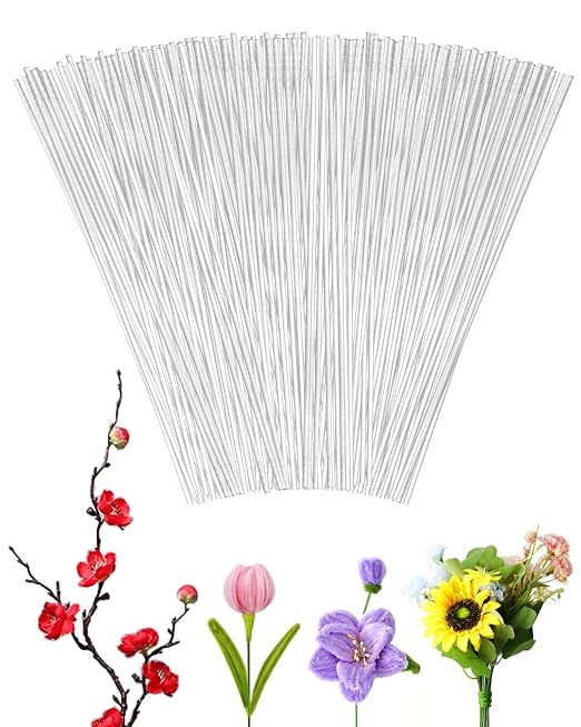 50 PCS FIVEIZERO 16 Gauge White Floral Wire Stems by FIVEIZERO