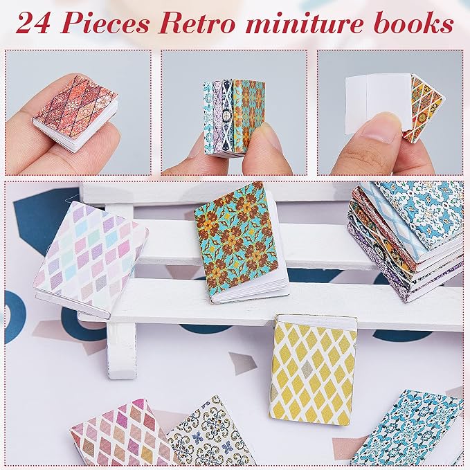 Skylety 24 Pieces 1:12 Scale Miniatures Dollhouse Books Assorted Miniatures - Image 4
