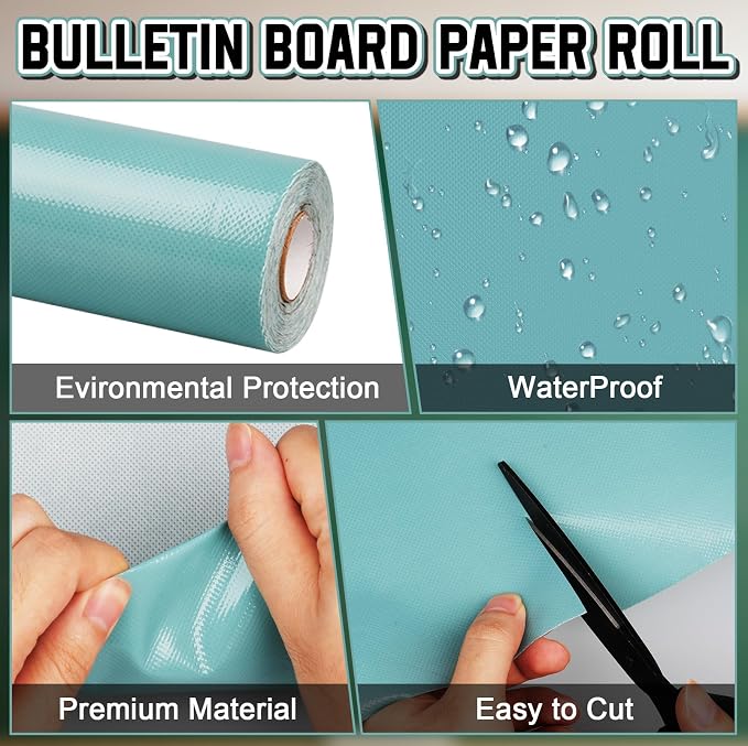 Inkspire Calming Blue Bulletin Board Paper Roll, 14.8FTx18.5IN Large Reusable - Image 3