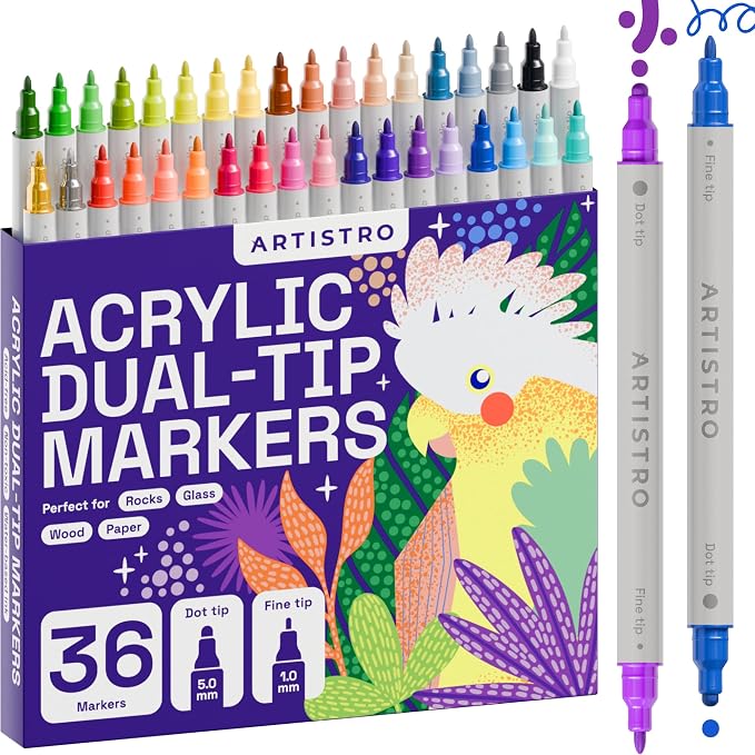 ARTISTRO 36 Precision Dual-Tip Acrylic Paint Markers – Paint Pens Set by ARTISTRO