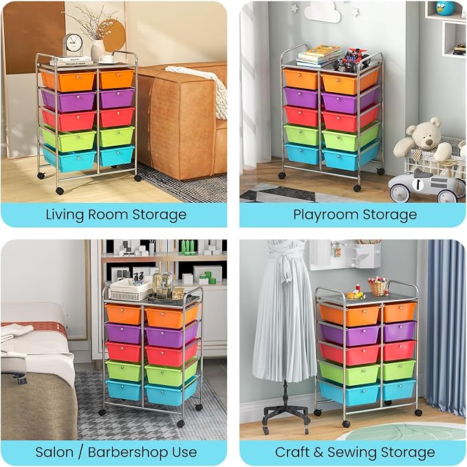 BECOMFORT 10-Drawer Rolling Cart - Image 7