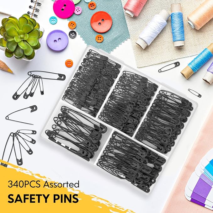 Safety Pins Assorted, 340 Pack Small & Large Heavy Duty Safety Pins - Image 6