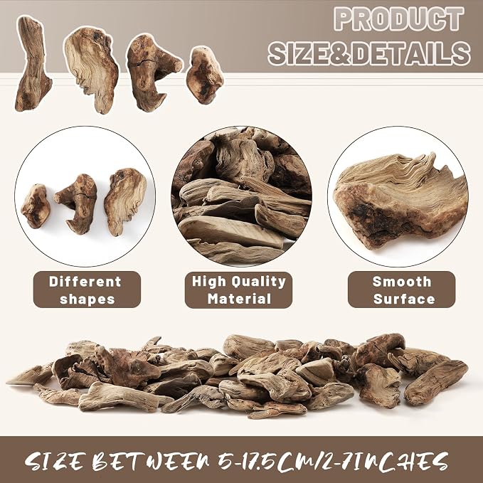 16oz Driftwood for Crafts and Decor, Mixed Size Driftwood Pieces Large Drift - Image 3