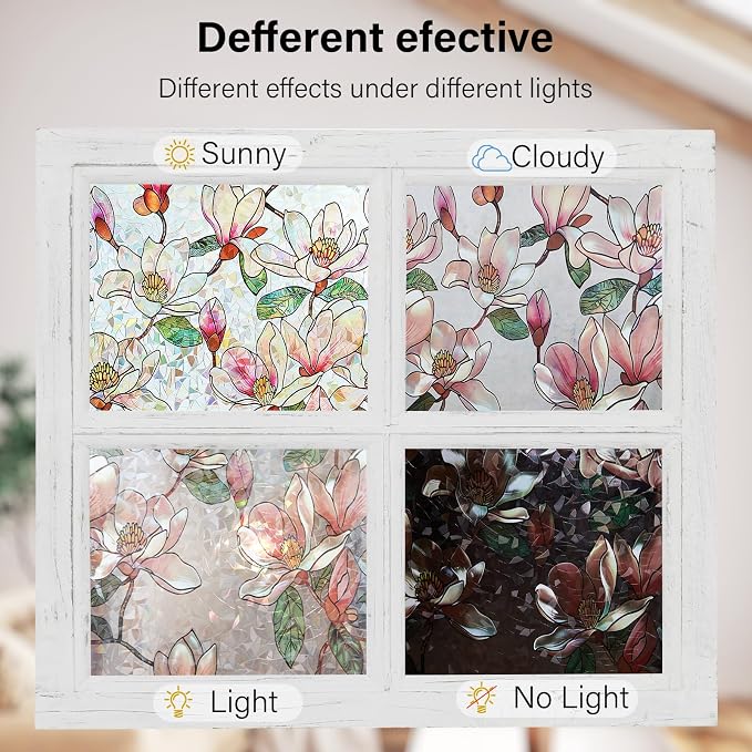 Ranzdn Window Privacy Film, Stained Glass, Static Cling, 45.2" x 157.4" | No - Image 7