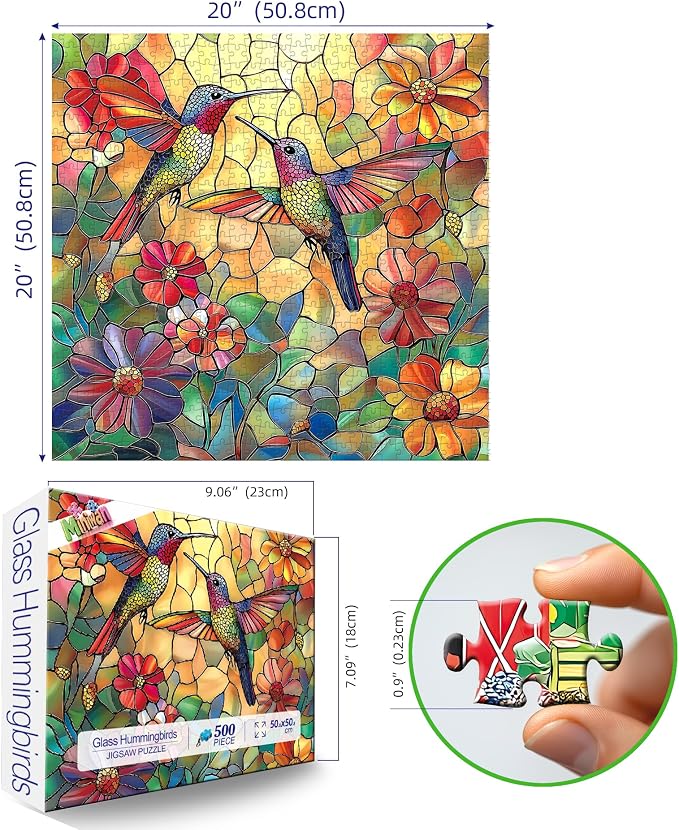 MINIWAN Vintage Paint Hummingbird Flower 500 Piece Puzzle - Image 2