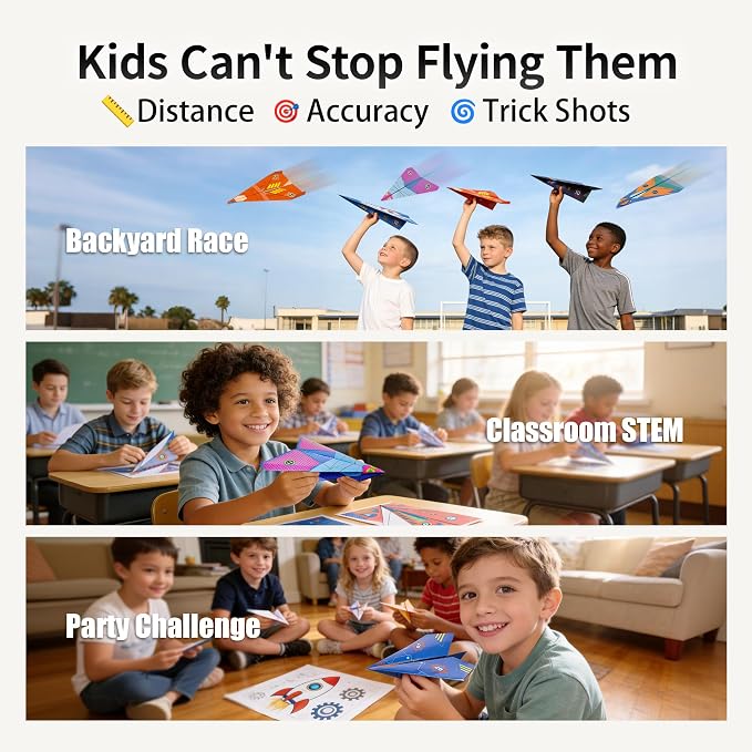 Leven DIY Paper Airplane Kit, 24 Progressive Origami Plane Designs, 48 Thick - Image 8
