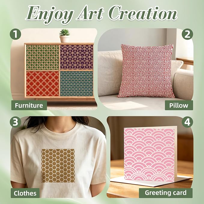 Texture Stencils for Crafts Reusable 16Pcs Stencils | DIY Art Painting Stencil - Image 5