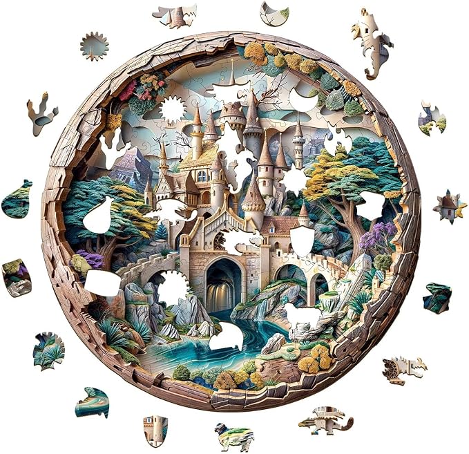 Wooden Puzzles Adults, 3D Castle Wooden Puzzles 100 Pieces, Unique Animal - Image 8