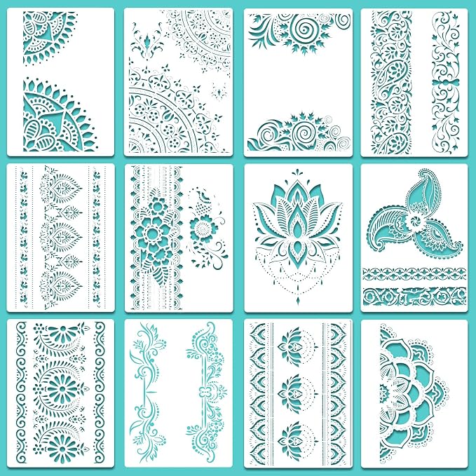 Outus 12 Pcs 8.3 x 11.7 Inch Mandala Stencils by Outus