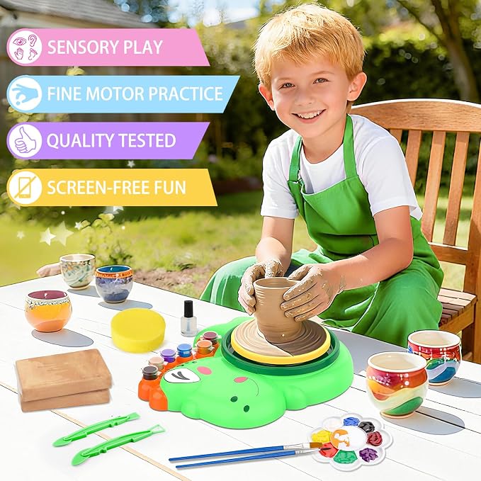 Pottery Wheel for Kids, Complete Pottery Painting Craft Kit, Arts and Crafts - Image 6