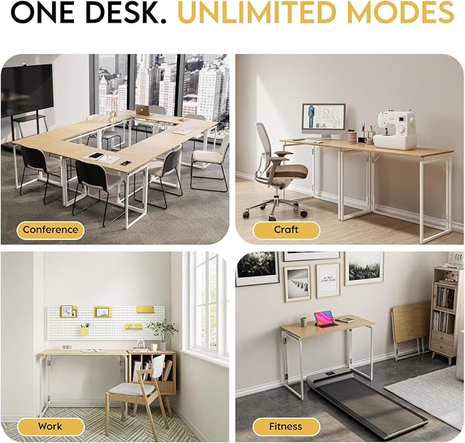alawooder 39.4" Folding Desk: No Assembly, Wood Top - Image 8