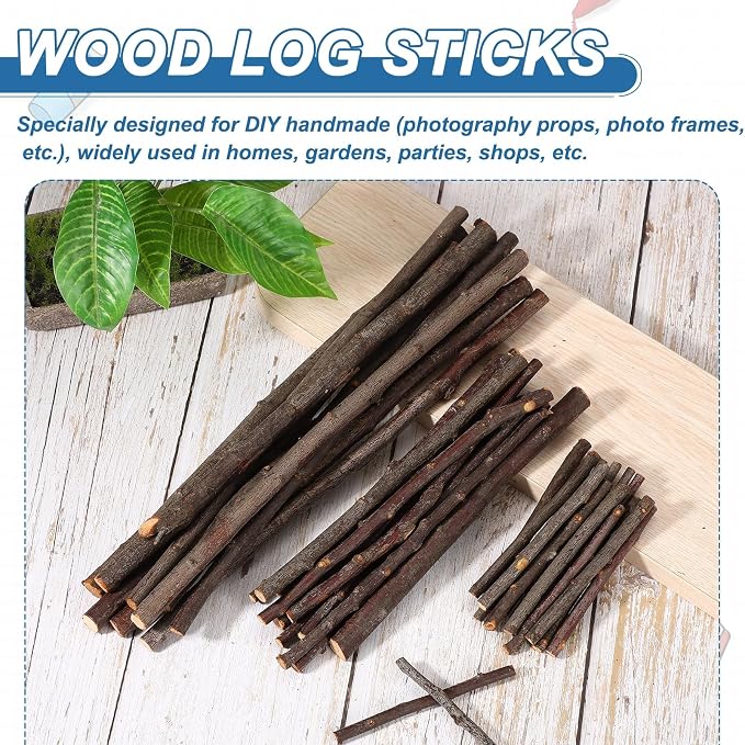 PATIKIL 25 Pcs 4inch Wood Log Sticks, 0.2-0.31inch in Diameter Natural Driftwood - Image 4