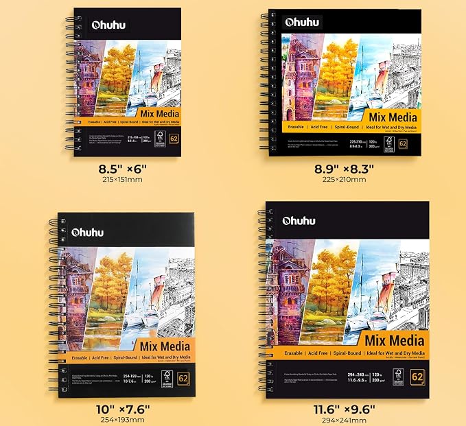Ohuhu Mix Media Pad, 8.8" x 11.6" Mixed Media Art Sketchbook, 120 LB/200 GSM - Image 6