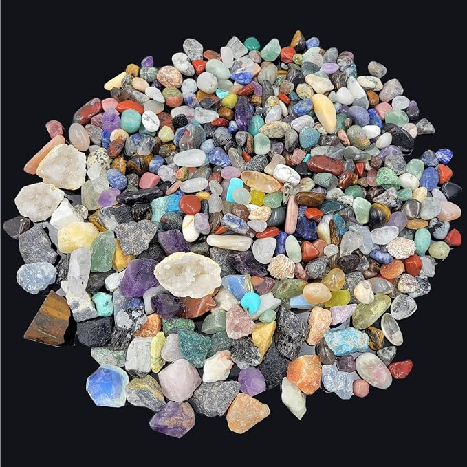 450 Pieces Rocks Collections for Kids, 40+ Kinds Gemstones and Crystals Set by SeeuFun