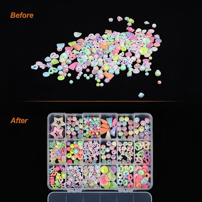 CGCG 3-Pack 18-Grid Clear Plastic Beads Organizer Box 7.9x5.8 | Multi - Image 6