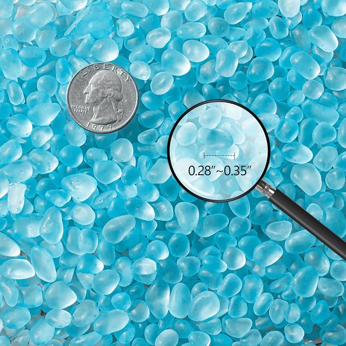 Keedolla 0.9 LB Ice Blue Sea Glass Marbles Stones Frosted Glass Pebbles - Image 2