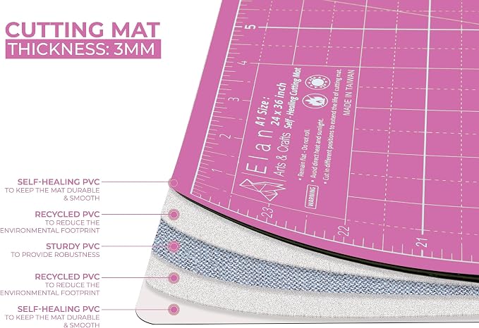 Elan Cutting Mat A2 Pink & Purple, Self Healing Cutting Mat 18x24 Inch - Image 3