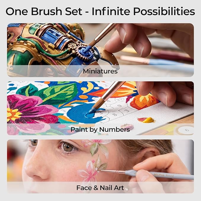 Nicpro 10PCS Micro Fine Detail Paint Brush Set, Aesthetic Pastel Small - Image 7