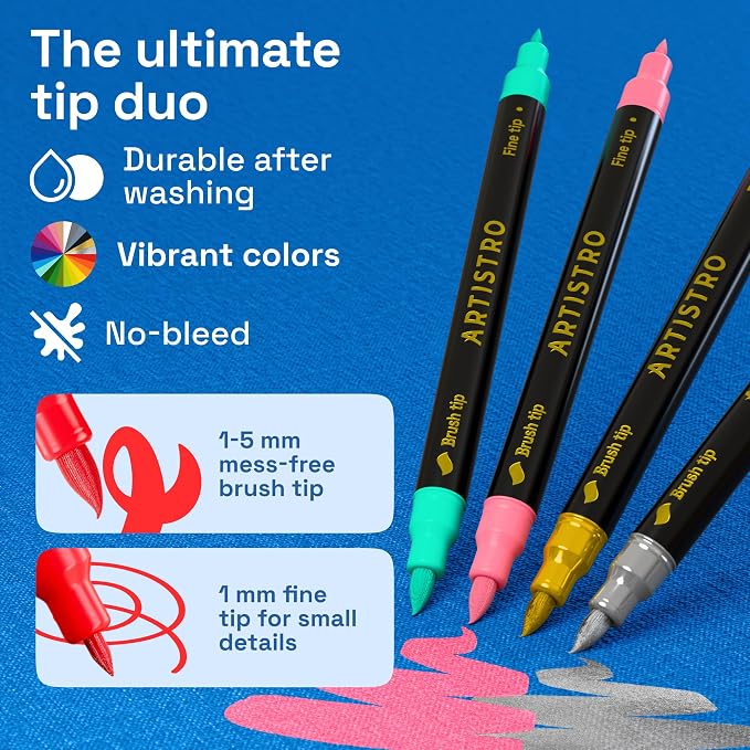 ARTISTRO 12 Dual-Tip Fabric Markers - Image 5