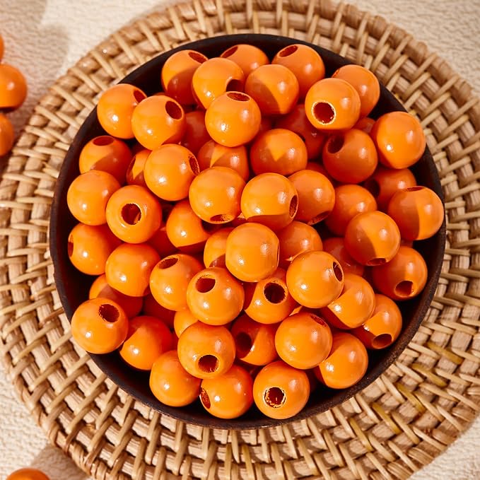 240pcs 16mm Wood Beads for Craft Orange Color DIY - Image 4