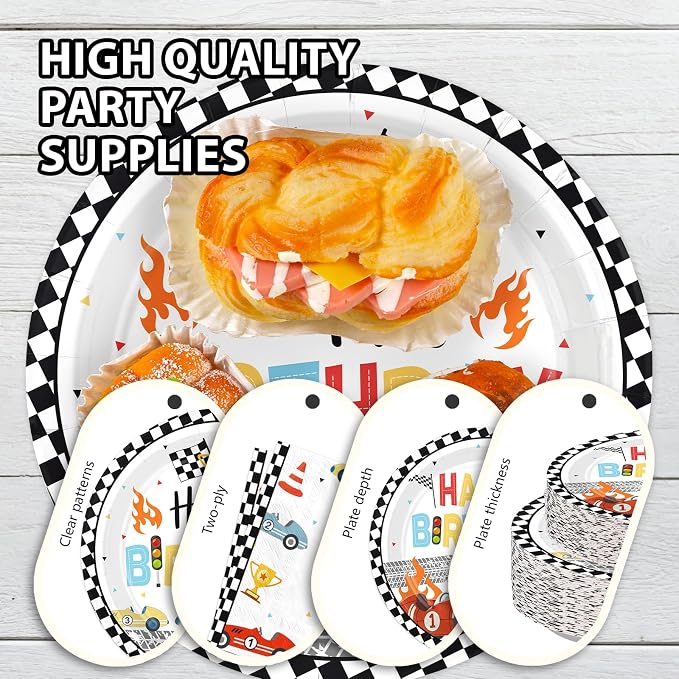 168Pcs Retro Race Car Birthday Party Decoration - Image 4