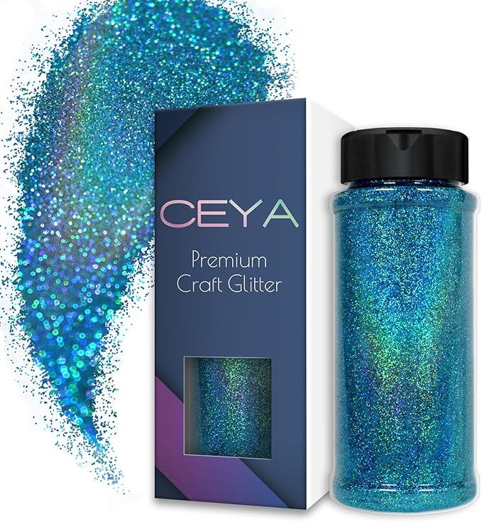 Ceya 3.8oz/ 110g Holographic Ultra Fine Glitter Powder Laser Sky Blue Glitter by CEYA