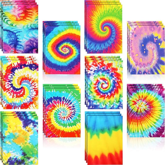 Tenceur 100 Pcs Mini Tie Dye Notepads Pastel Notebooks Small Multicolor Style by Tenceur