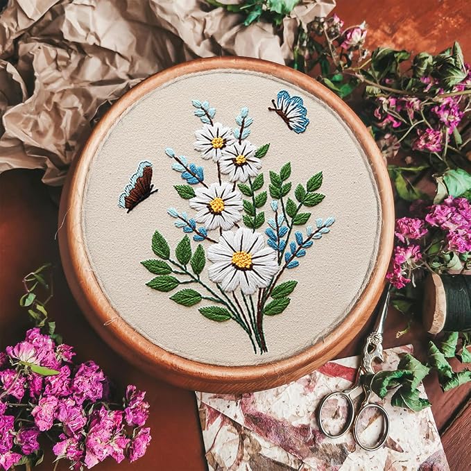 FONNUY Embroidery Kit for Beginners，Plants Flowers Pre-Stamped Pattern Kits for - Image 3