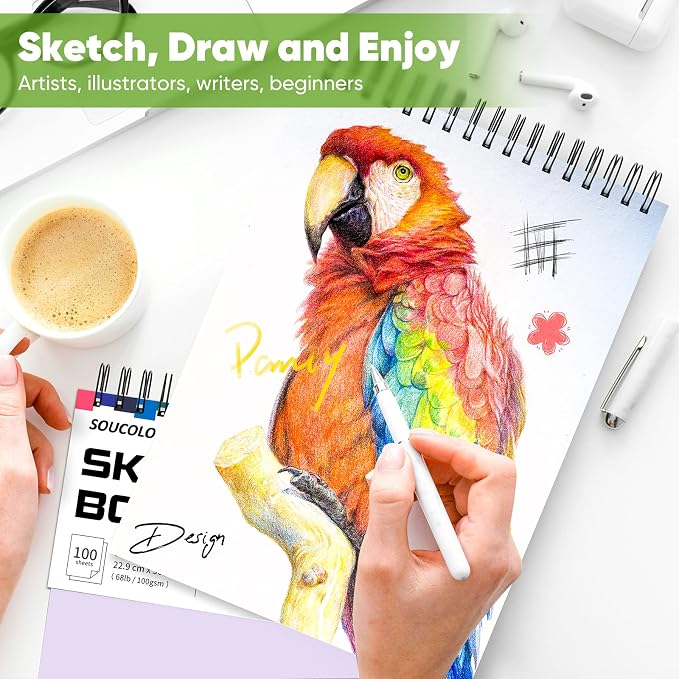 Soucolor Sketch Book 9" x 12", 2 Pack School Art Supplies Gifts - Image 9