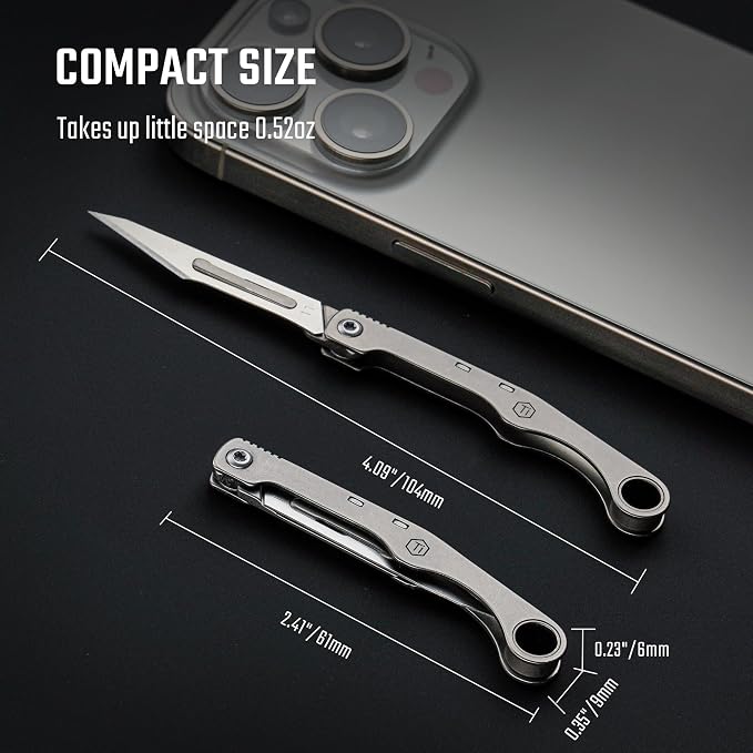 KeyUnity KK13 Precision Craft Utility Blade Titanium Handle Mini Cutting Tool - Image 6