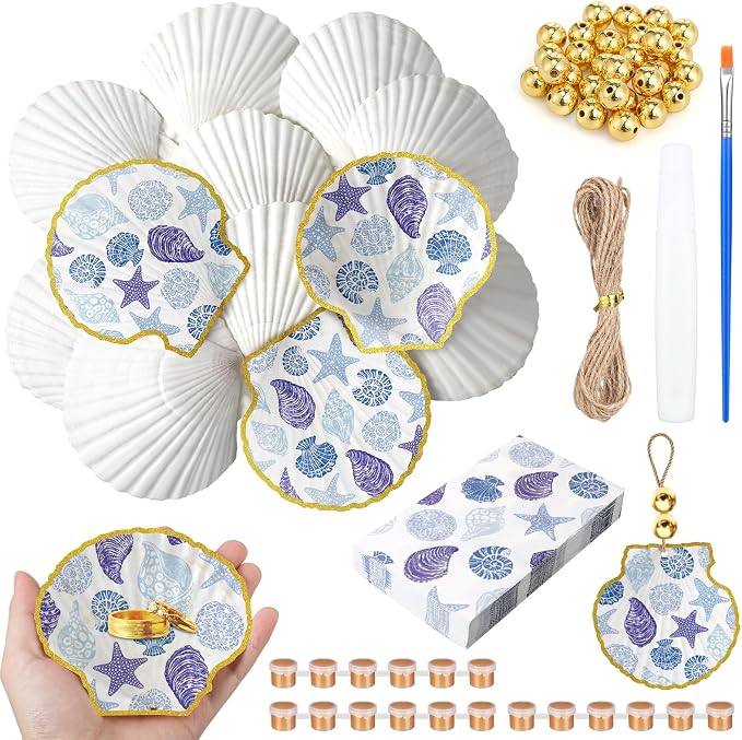 Gilprop 12 Pcs Large Scallop Pre-drilled Shells by Gilprop